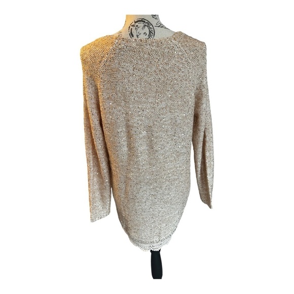 Boston Proper Sweater Tunic Lace Bottom Sequin size Medium - Picture 4 of 8
